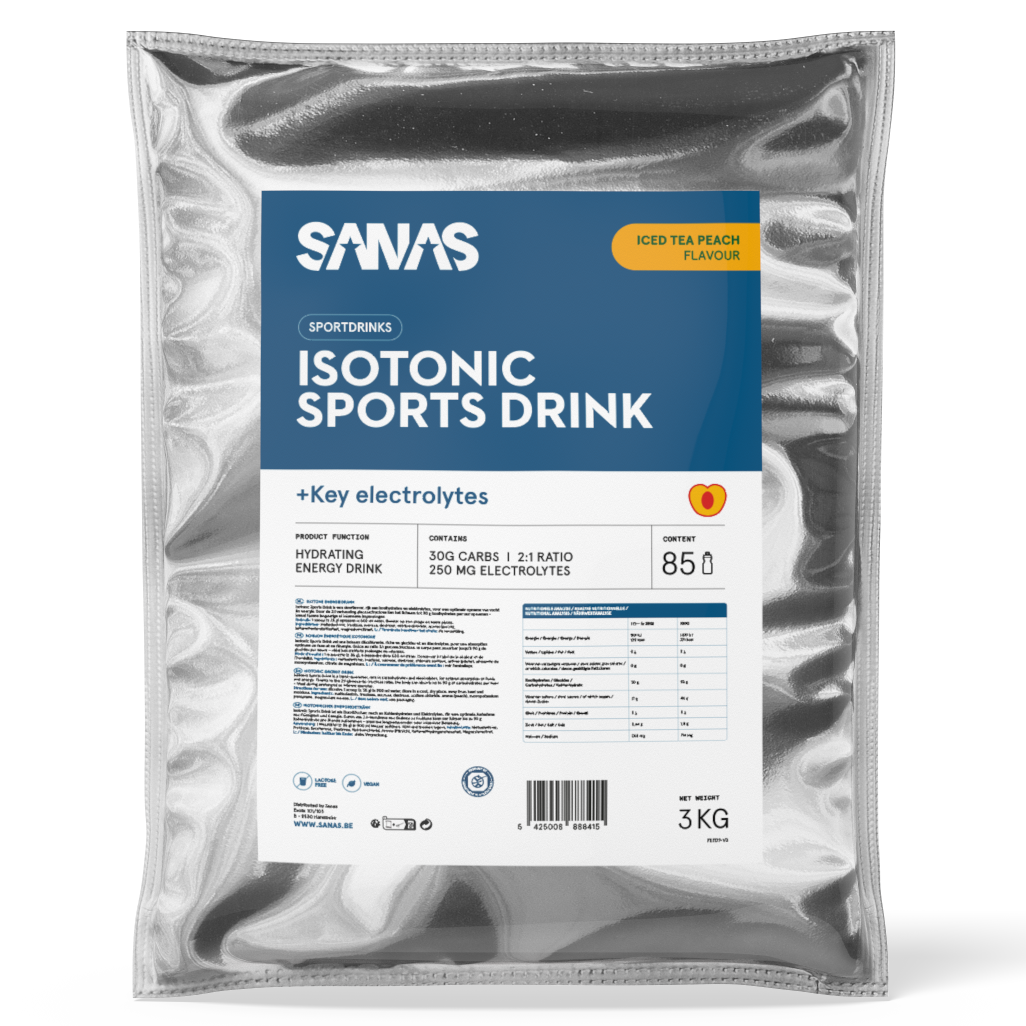 Sanas Isotonic Sports Drink voor duursporters peach
