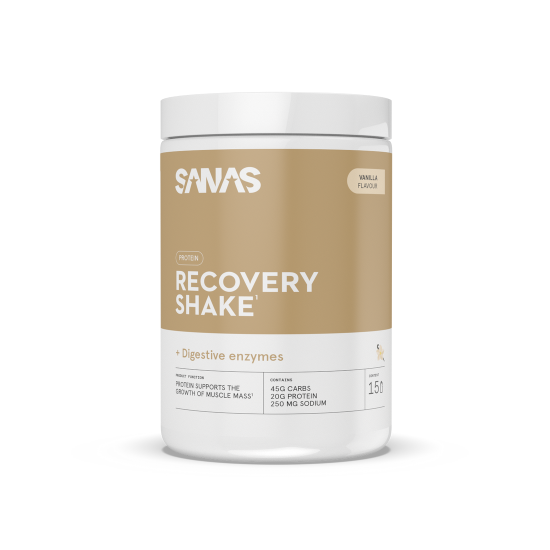 SANAS Clear Whey Recovery vanille, eiwitrijke sportdrank voor herstel na het sporten.