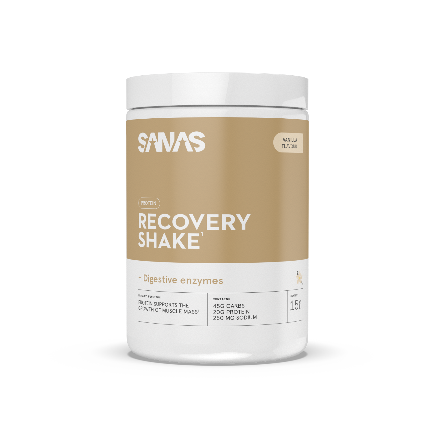 SANAS Clear Whey Recovery vanille, eiwitrijke sportdrank voor herstel na het sporten.