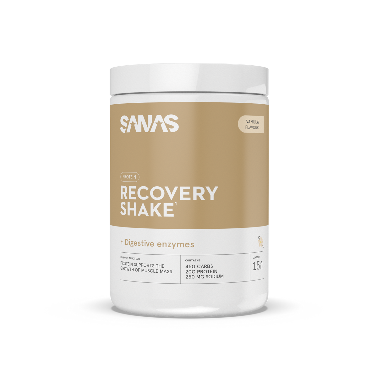 SANAS Clear Whey Recovery vanille, eiwitrijke sportdrank voor herstel na het sporten.