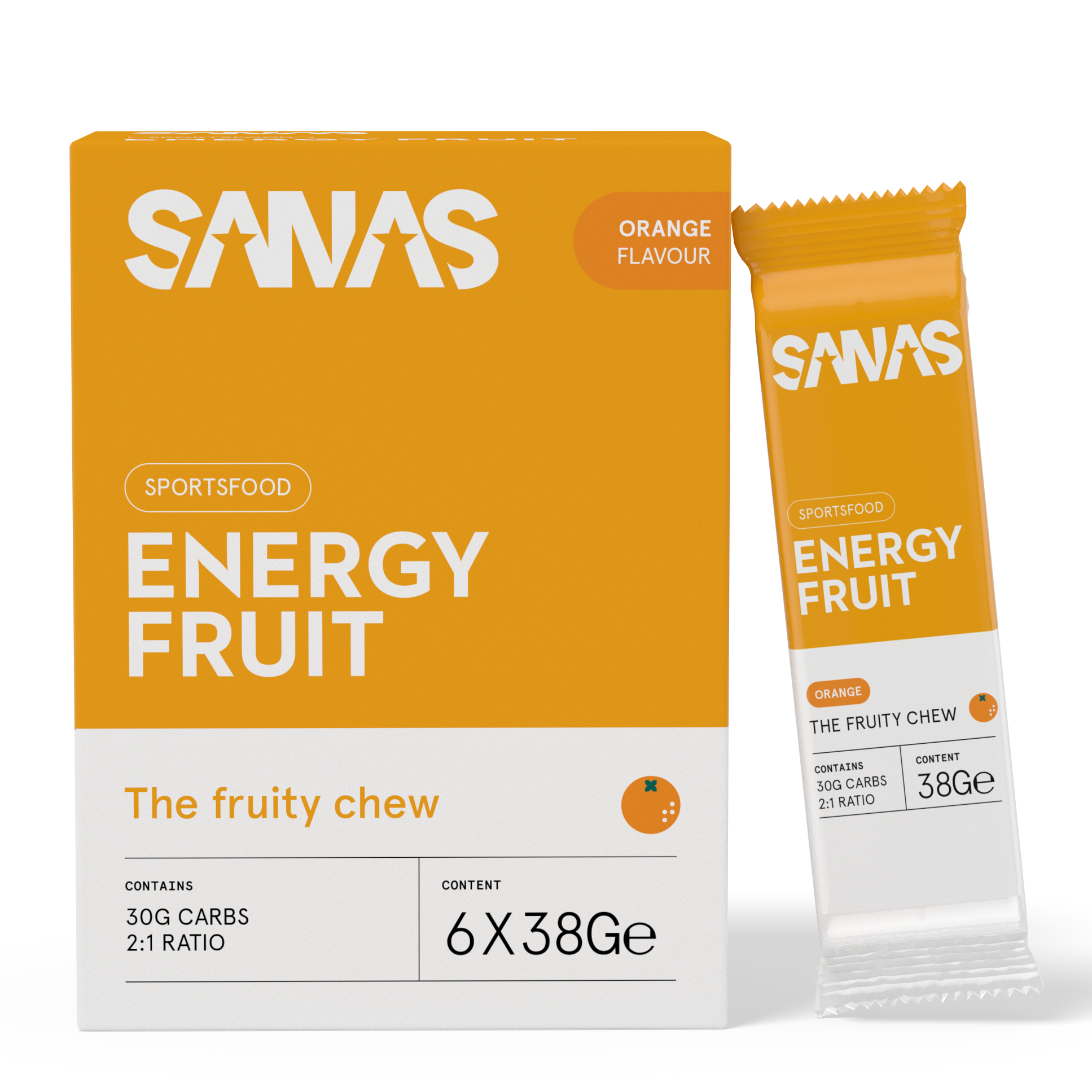 Sanas Energy Fruit zachte fruitblokjes orange voor sportvoeding