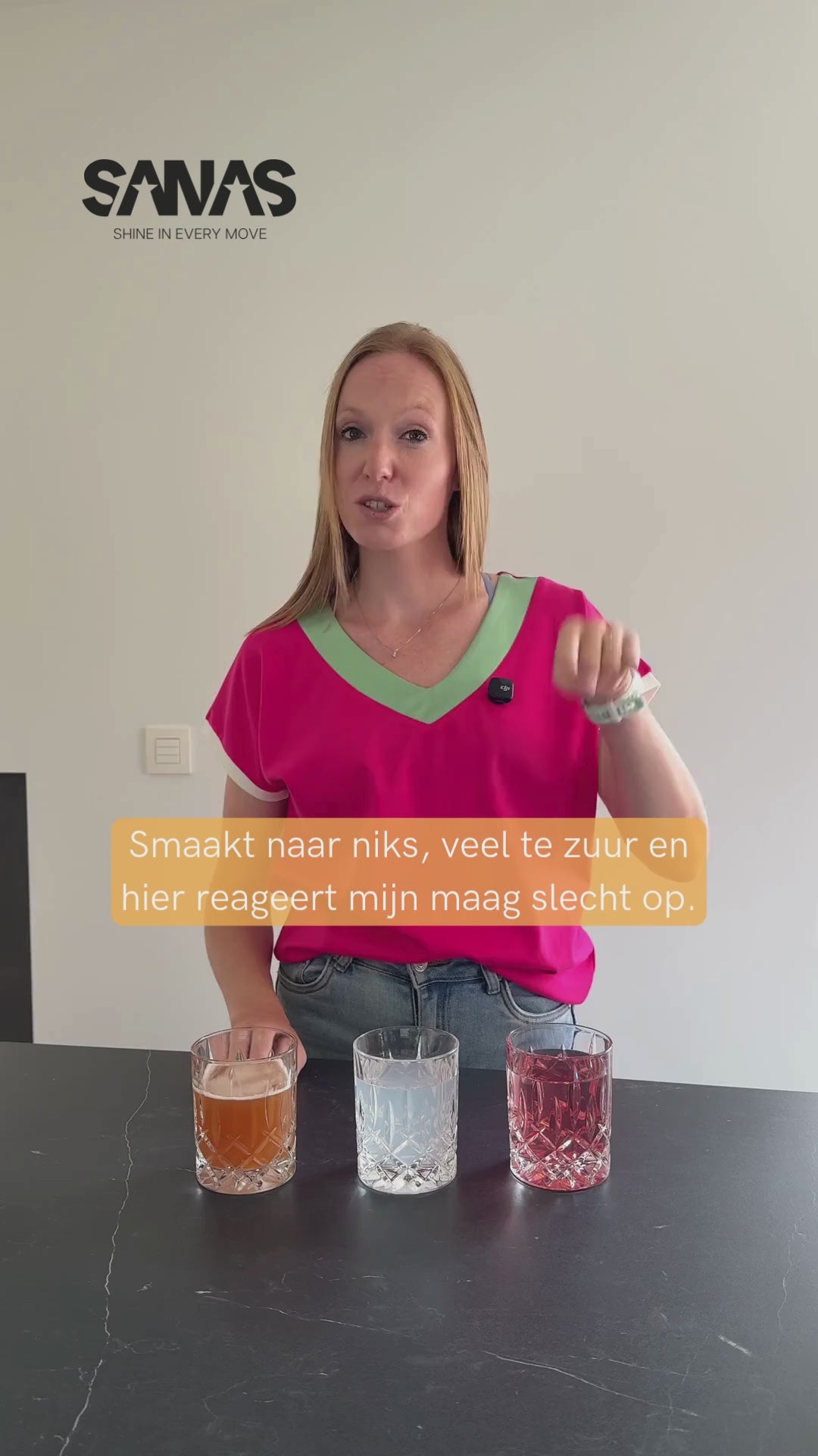 Jana kiest voluit voor de Sanas isotone sportdrank. Geen kleurstoffen, 250 mg natrium en natuurlijke smaakstoffen
